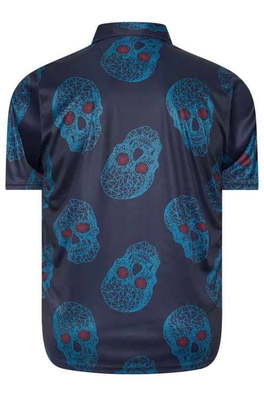 BadRhino Golf Big & Tall Navy Blue Skull Print Polo Shirt | BadRhino 4