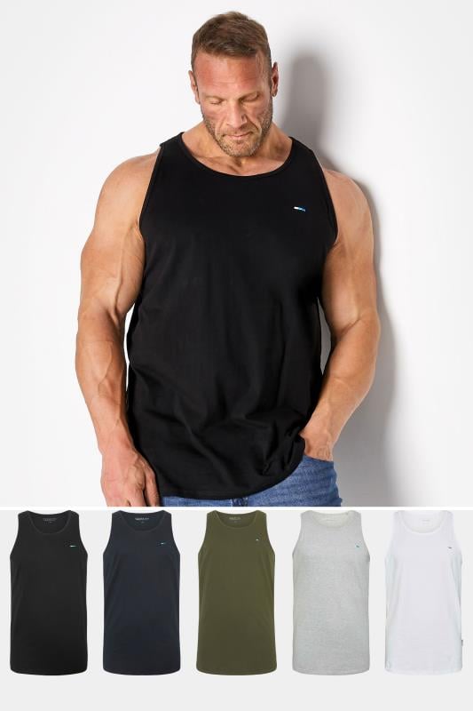 Men's  BadRhino Big & Tall Black & White 5 Pack Vest Tops