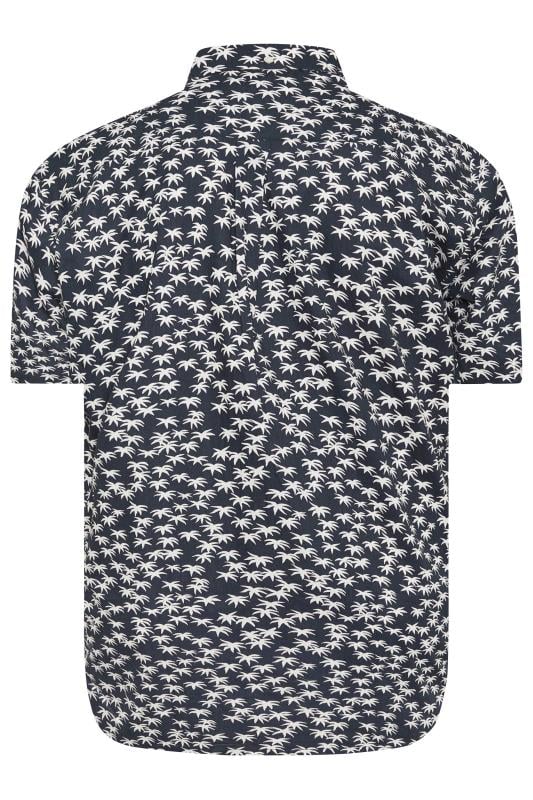 ESPIONAGE Big & Tall Navy Blue Palm Tree Print Shirt | BadRhino 4