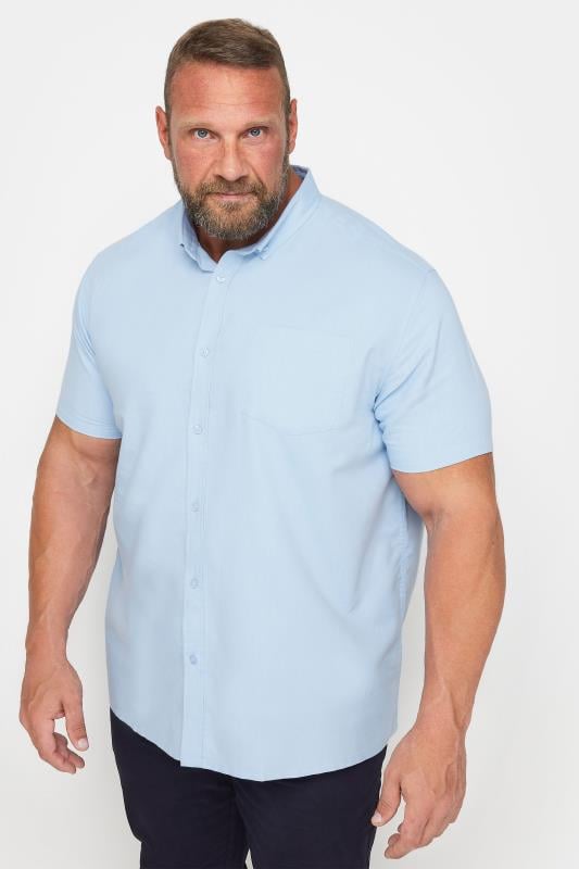 BadRhino Big & Tall Premium Light Blue Short Sleeve Oxford Cotton Shirt | BadRhino 1