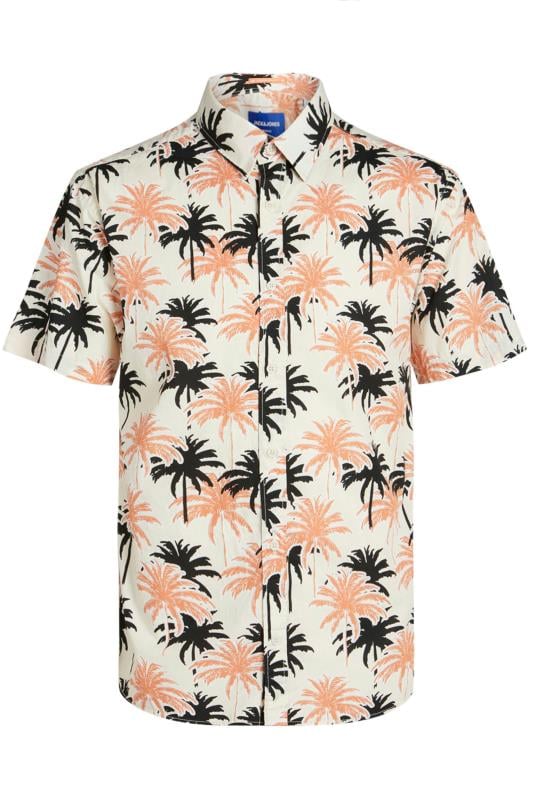 JACK & JONES Big & Tall Pink & White Palm Print Shirt | BadRhino 3