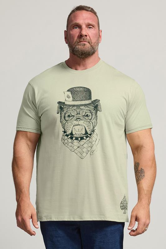  KAM Big & Tall Sage Green Bulldog Graphic T-Shirt