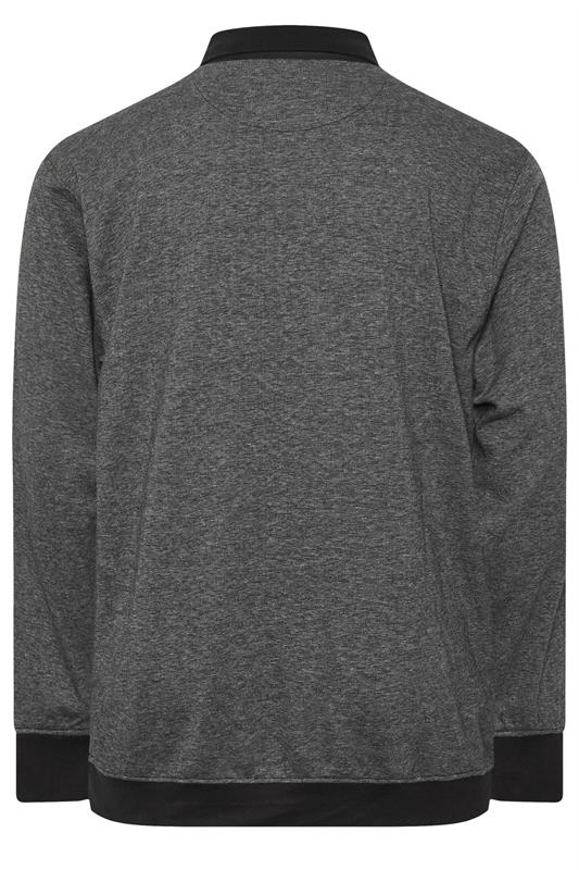 KAM Big & Tall Grey Sweat Long Sleeve Polo Shirt | BadRhino 2