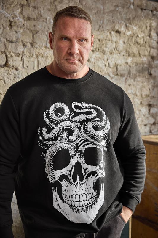 Men's  BadRhino Big & Tall Black Skull & Snake Graphic Sweatshirt
