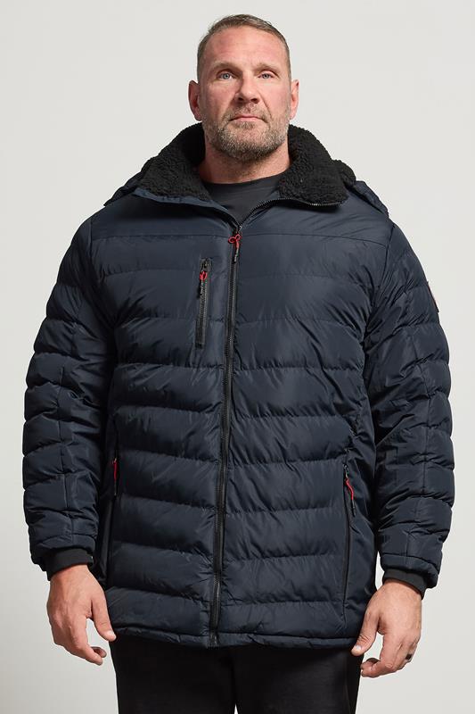 Men's  D555 Big & Tall Navy Blue Sherpa Lined Puffer Jacket