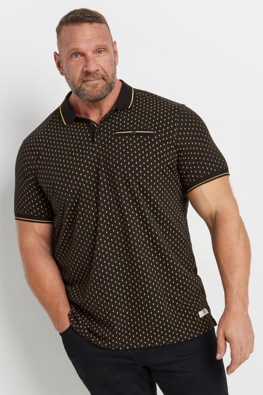 Men's  D555 Big & Tall Black Jersey Jacquard Polo Shirt