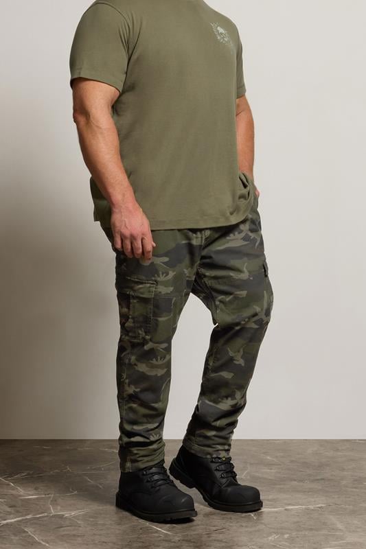 Men's  BadRhino Big & Tall Green Camo Print Cargo Trousers