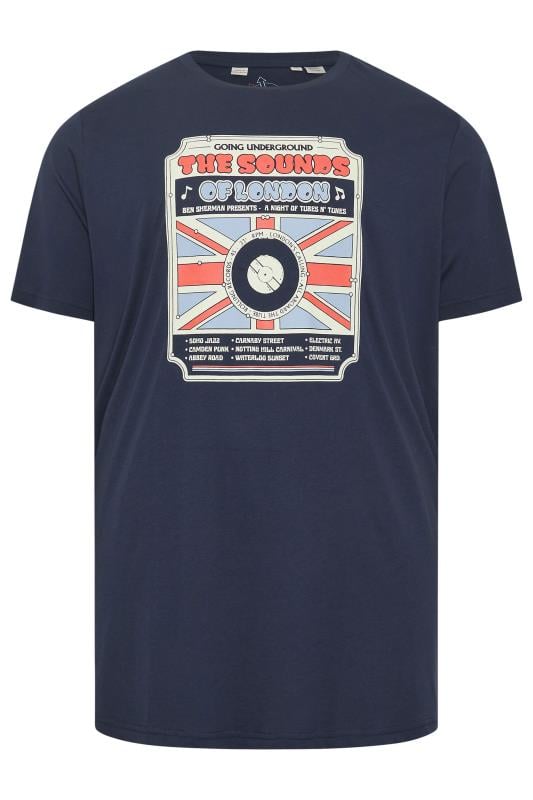 BEN SHERMAN Big & Tall Indigo Blue London Printed T-Shirt | BadRhino 3