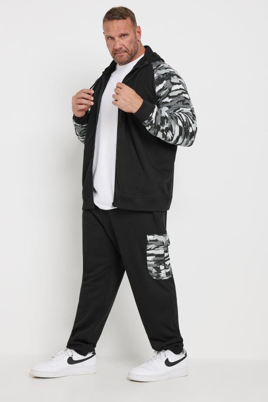 BadRhino Big & Tall Black Camo Detail Cargo Joggers | BadRhino 2