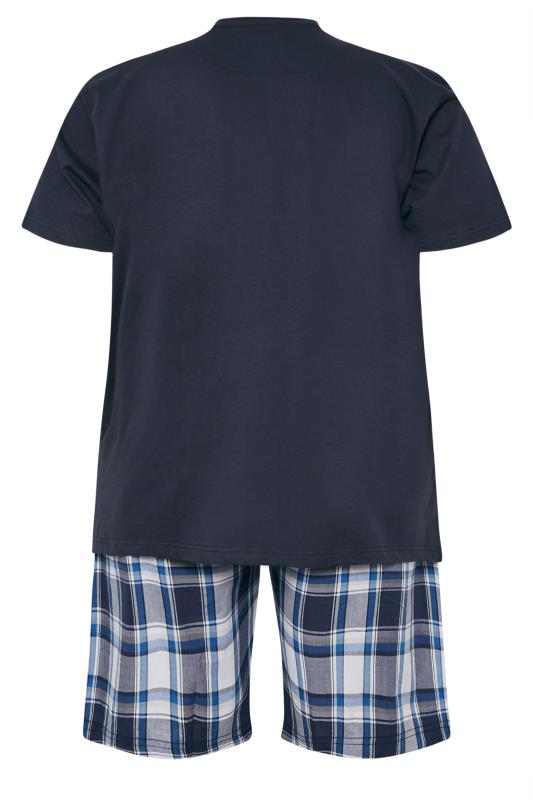 KAM Big & Tall Navy Blue Crew Neck T-Shirt & Shorts Set | BadRhino 2