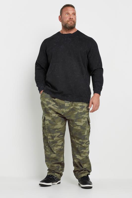 ESPIONAGE Big & Tall Green Camo Print Cargo Trousers | BadRhino 2