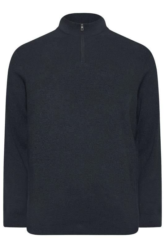 BadRhino Big & Tall Navy Blue Milano Quarter Zip Knit Jumper | BadRhino 4