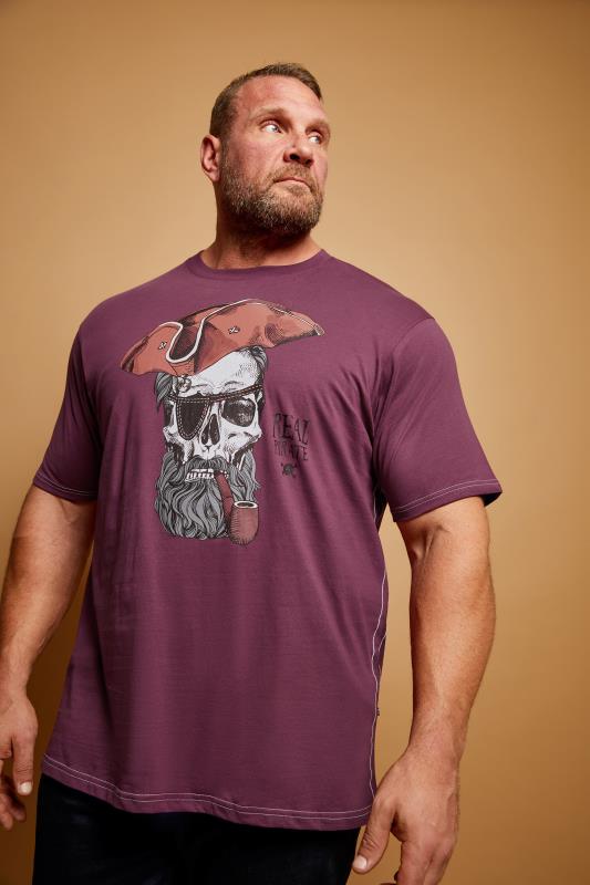 Men's  KAM Plum 'Real Pirates' Graphic Print T-Shirt