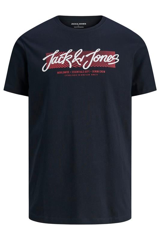 JACK & JONES Big & Tall Sky Captain Blue Urban T-Shirt | BadRhino 1