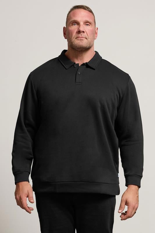Men's  JACK & JONES Big & Tall Black Radley Polo Sweatshirt