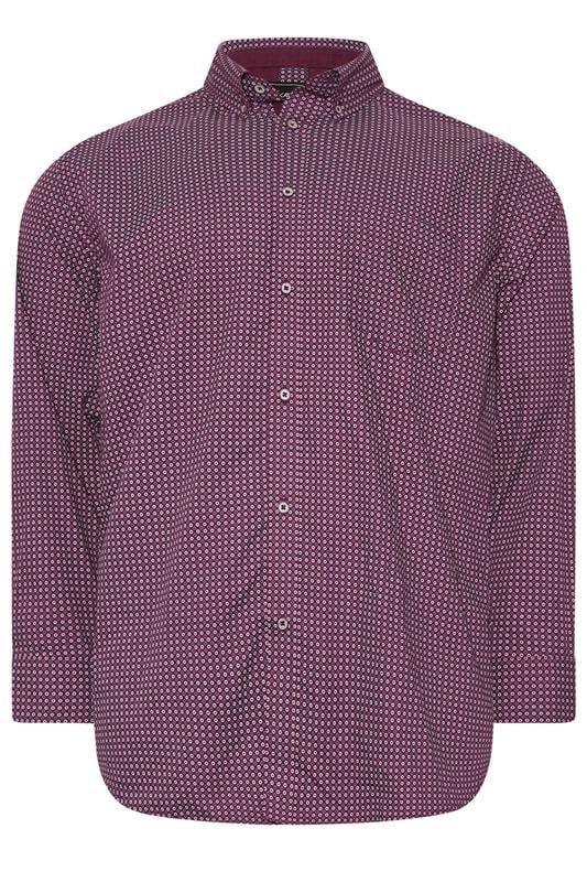 KAM Big & Tall Navy Blue Long Sleeve Gingham Shirt | BadRhino 1