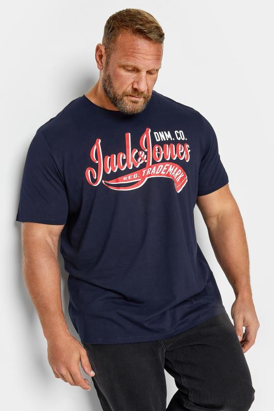 Men's  JACK & JONES Big & Tall Navy Blue Logo Print T-Shirt