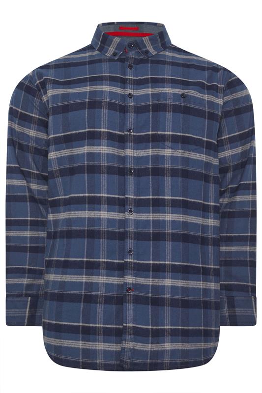 D555 Big & Tall Navy Blue Check Shirt | BadRhino 1