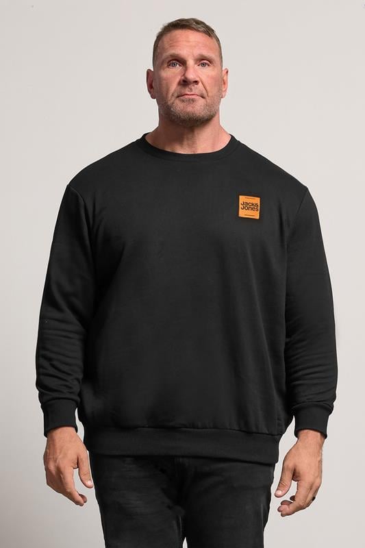 JACK & JONES Big & Tall Black Logo Sweatshirt | BadRhino 1