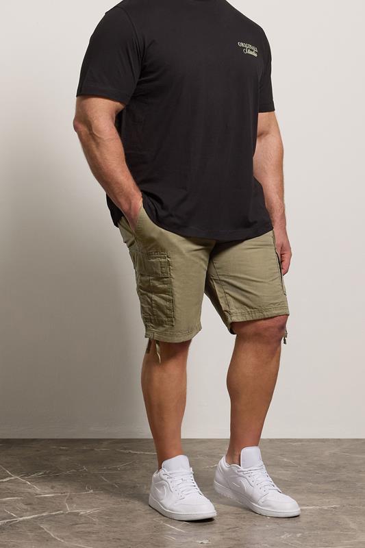  JACK & JONES Big & Tall Olive Green Mid Rise Cargo Shorts