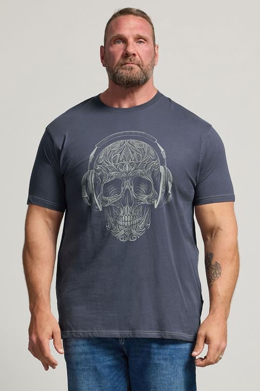  KAM Big & Tall Navy Blue Skull Graphic T-Shirt