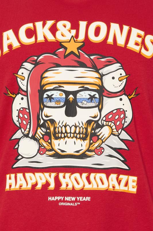 JACK & JONES Big & Tall Red 'Happy Holidaze' Print T-Shirt | BadRhino 2