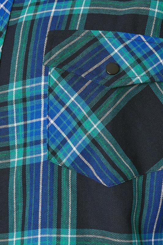 KAM Big & Tall Navy Blue Long Sleeve Check Shirt | BadRhino 3