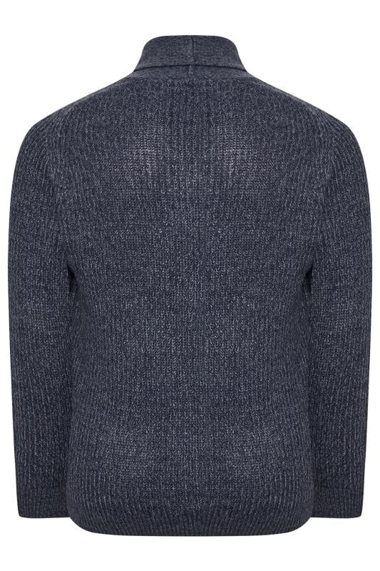 BadRhino Big & Tall Navy Blue Knitted Shawl Cardigan | BadRhino 4