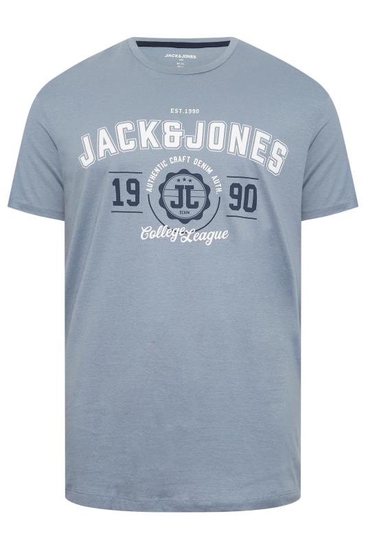 JACK & JONES Big & Tall 5 PACK Black & Blue Logo Printed T-Shirts | BadRhino 7