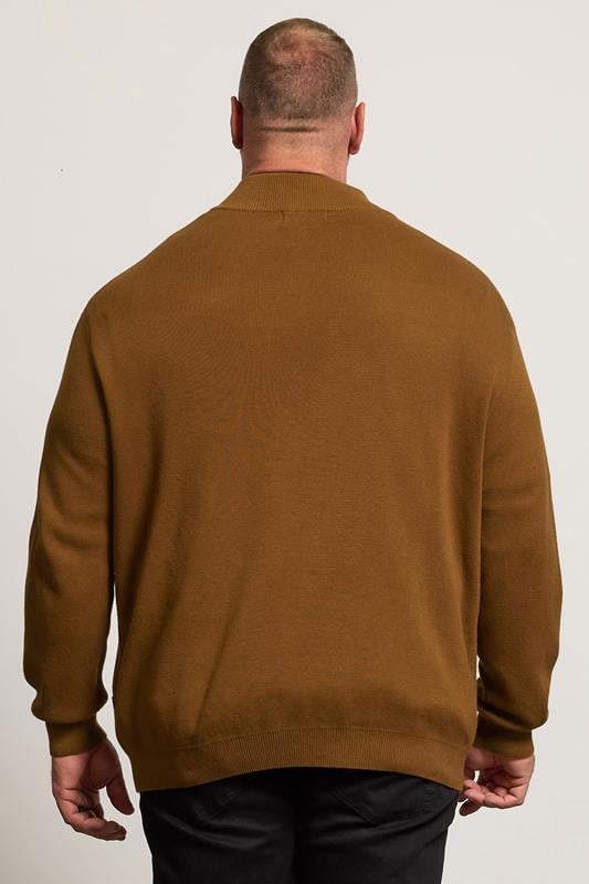 BadRhino Big & Tall Brown Milano Quarter Zip Jumper | BadRhino 3