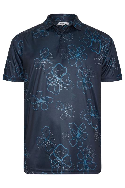 BadRhino Golf Big & Tall Navy Blue Floral Print Polo Shirt | BadRhino 3