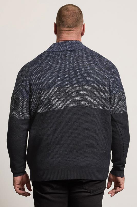 BadRhino Big & Tall Navy Blue Colour Block Quarter Zip Jumper | BadRhino 3