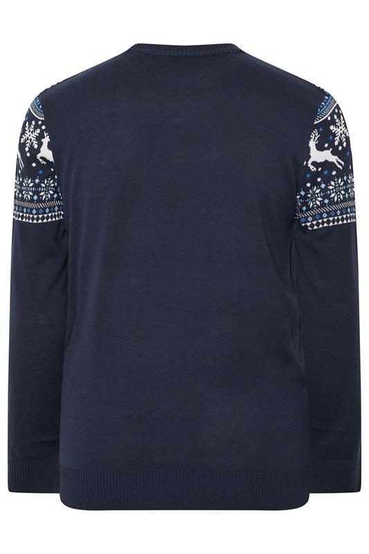 BadRhino Big & Tall Navy Blue Crew Neck Fairisle Knitted Jumper | BadRhino 6