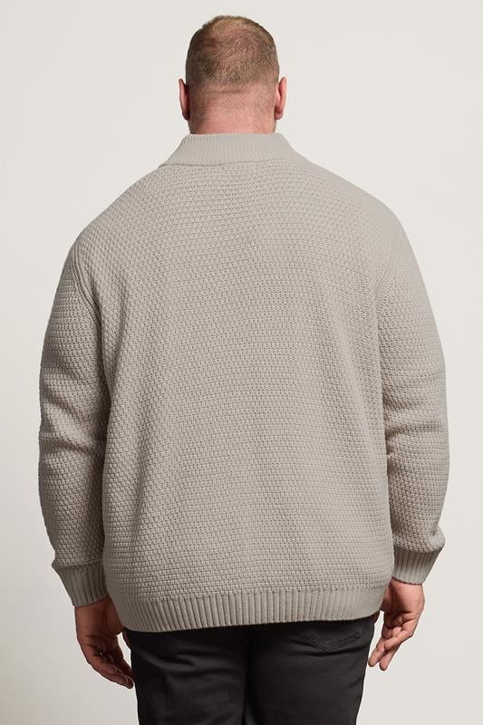 BadRhino Big & Tall Natural Brown Wool Zip Through Cardigan | BadRhino 3
