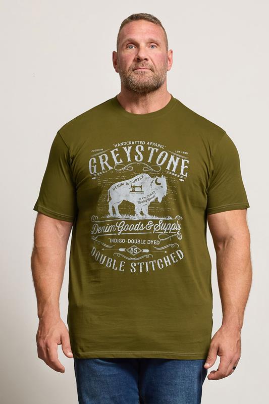 KAM Olive Green 'Greystone' Graphic Print T-Shirt | BadRhino 1