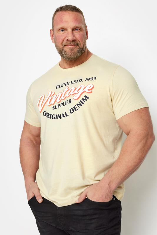 Men's  BLEND Big & Tall Cream 'Vintage' T-Shirt