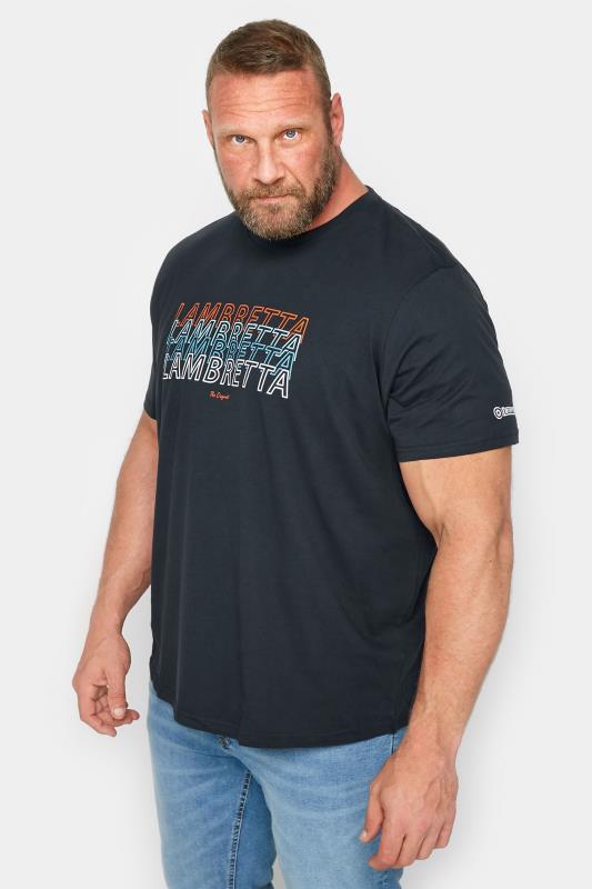 Men's  LAMBRETTA Big & Tall Navy Blue 'Lambretta' Slogan T-Shirt