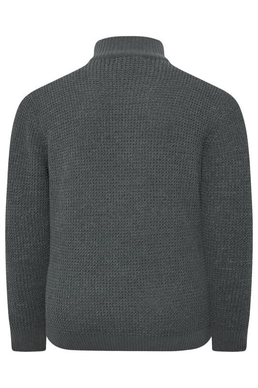 BadRhino Big & Tall Grey Chenille Quarter Zip Jumper | BadRhino 4