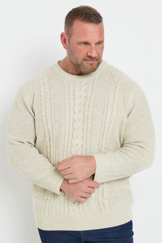 Men's  JACK & JONES Big & Tall White Cable Knit Jumper