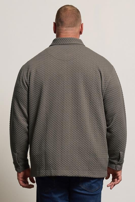 BadRhino Big & Tall Beige Brown Jersey Textured Overshirt | BadRhino 3