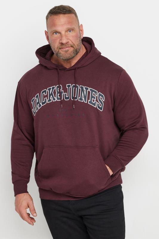 Men's  JACK & JONES Big & Tall Dark Red Varsity Logo Hoodie