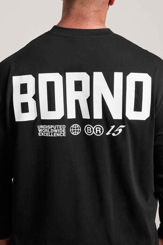BDRNO Big & Tall Black Printed Long Sleeve T-Shirt | BadRhino 4