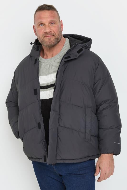 Men's  JACK & JONES Big & Tall Grey Hooded Puffer Jacket