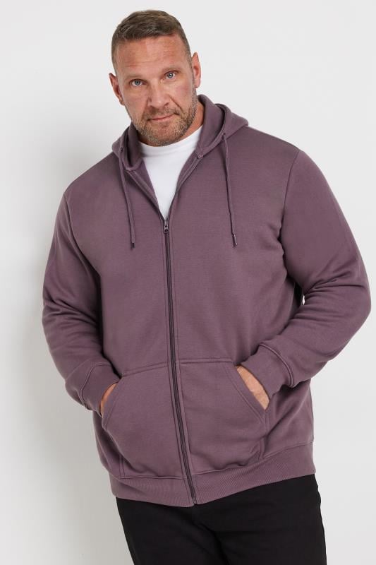 BadRhino Big & Tall Plum Purple Premium Zip Through Hoodie | BadRhino 2