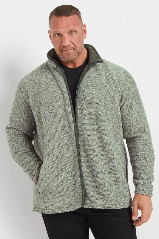 BadRhino Big & Tall Grey Textured Zip Through Fleece | BadRhino 2