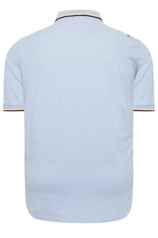 D555 Big & Tall Light Blue Pique Tipped Polo Shirt | BadRhino 4