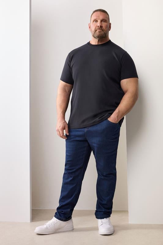  BadRhino Big & Tall Navy Blue Ottoman Textured T-Shirt