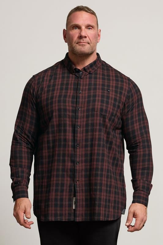 Men's  D555 Big & Tall Burgundy Red Check Shirt