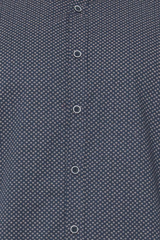 D555 Big & Tall Navy Blue Micro Spot Print Button Shirt | BadRhino 3