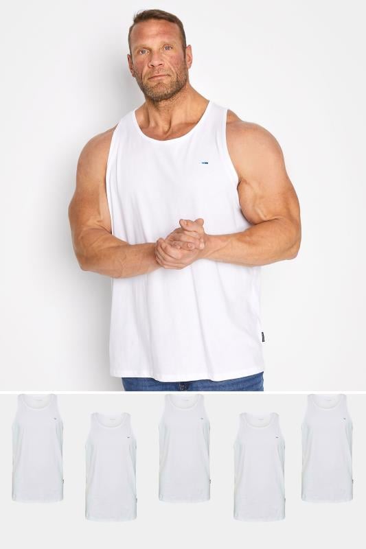 Men's  BadRhino Big & Tall White 5 Pack Vest Tops